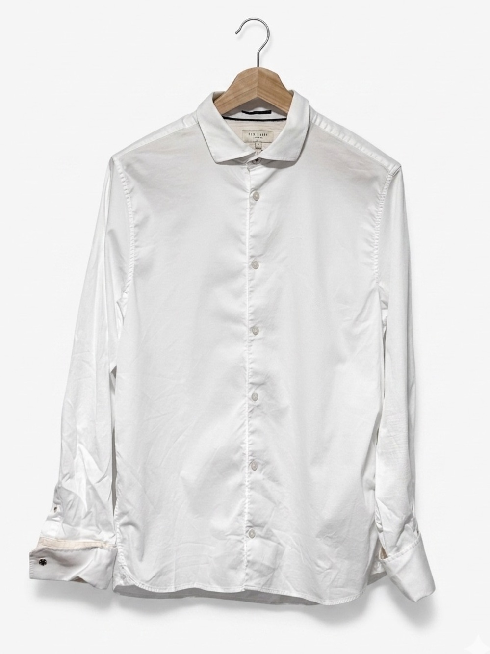TED BAKER London White Dobby Textured Cotton Dress Shirt Size 6 L Luxury